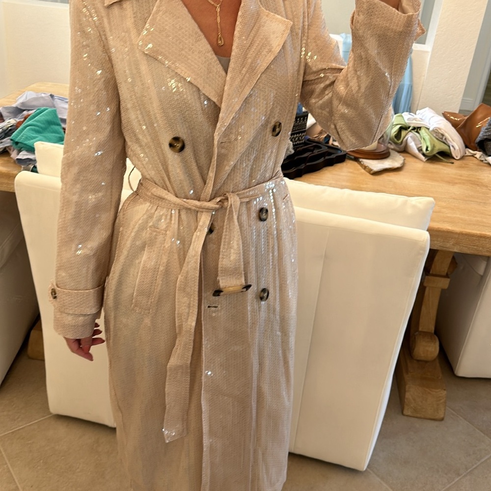 7 for all mankind sequin trench coat